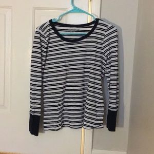 J Crew Long Sleeve B/W Stripe Painter Tee